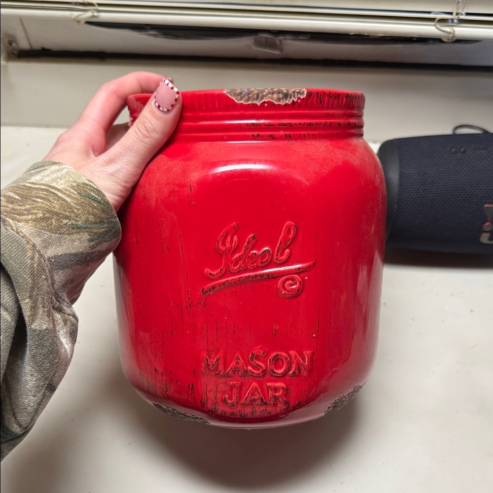Red Mason Jar